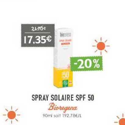 spray solaire spf 50 bioregena