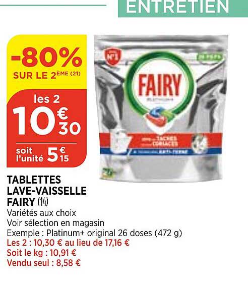 tablettes lave-vaisselle fairy