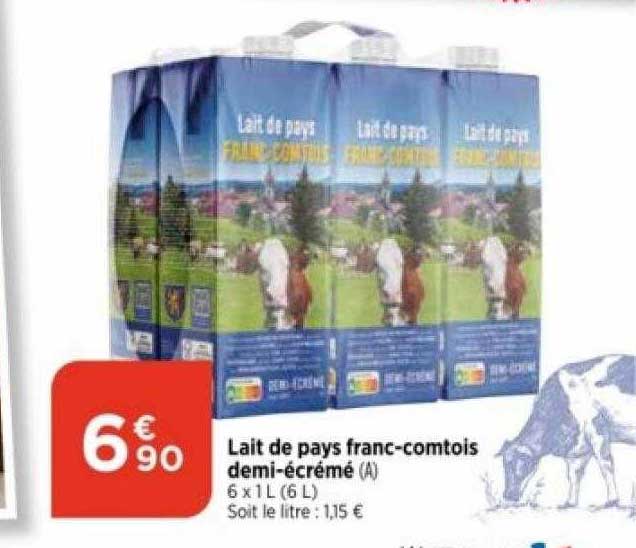 lait de pays franc-comtois demi-écrémé