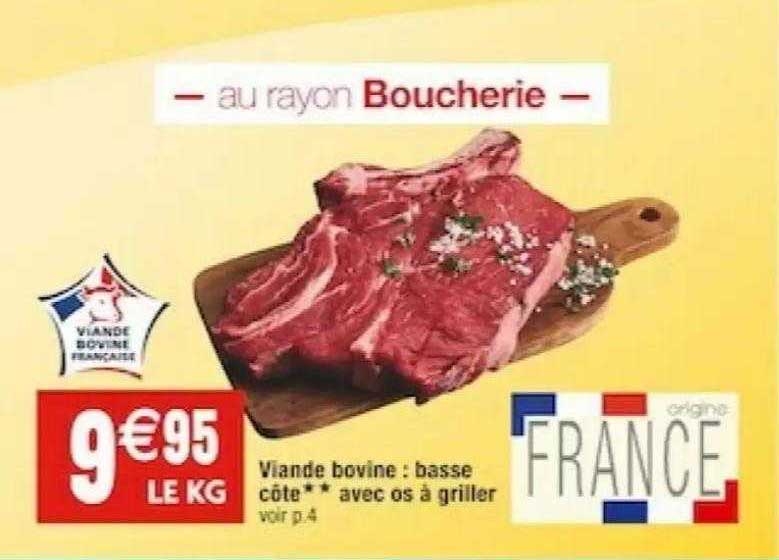 viande bovine : basse côte**avec os à griller