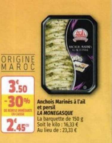anchois marinés à l'ail et persil la monegasque