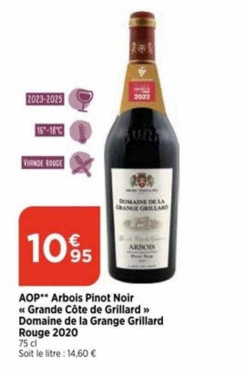 Aop Arbois Pinot Noir «grande Côte De Grillard» Domaine De La Grange Grillard Rouge 2020