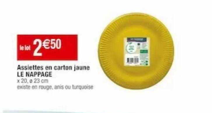 assiettes en carton jaune le nappage