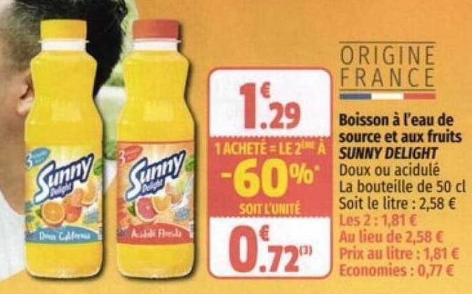 boisson à l'eau de source et aux fruits sunny delight