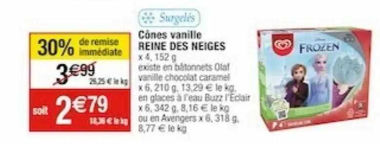 cônes vanille reine des neiges