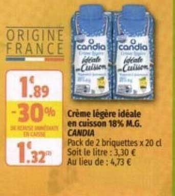 crème légère idéale en cuisson 18% m.g. candia