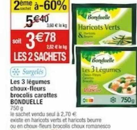 Les 3 Légumes Choux-fleurs Brocolis Carottes Bonduelle