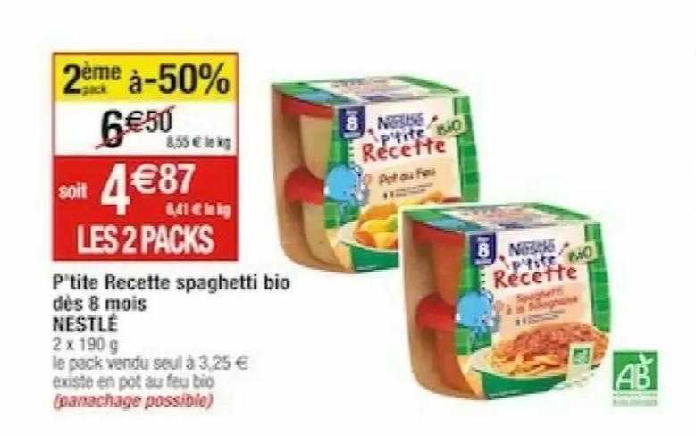 p'tite recette spaghetti bio dès 8 mois nestlé