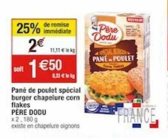 pané de poulet spécial burger chapelure corn flakes père dodu