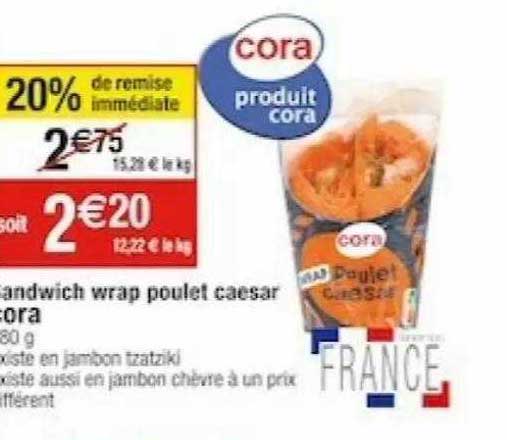 Sandwich Wrap Poulet Caesar Cora