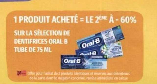 sélection de dentifrices oral b tube de 75ml