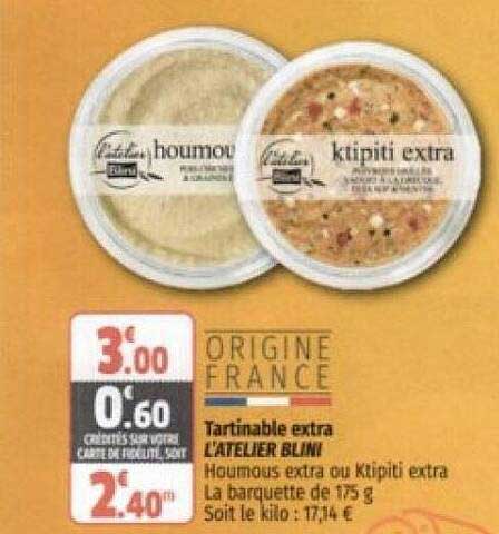 tartinable extra l'atelier blini