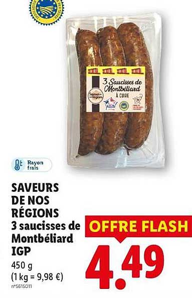 3 saucisses de Montbéliard IGP