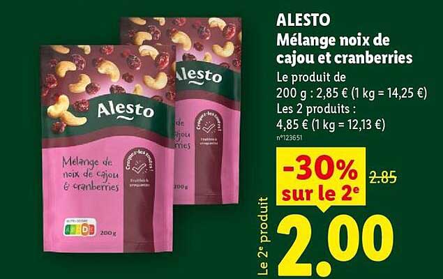 ALesto Mélange noix de cajou et cranberries