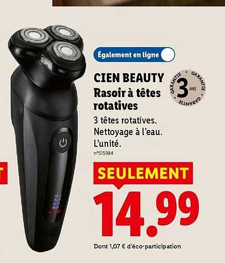 CIEN BEAUTY Rasoir à têtes rotatives