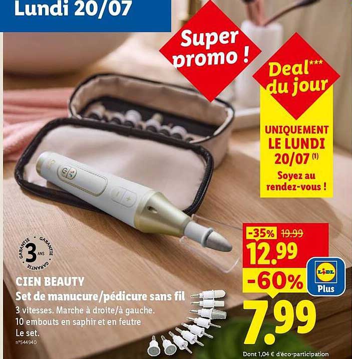 CIEN BEAUTY Set de manucure/pédicure sans fil