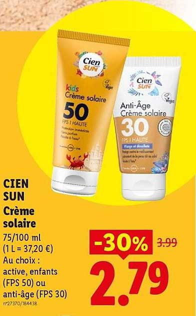 CIEN SUN Crème solaire