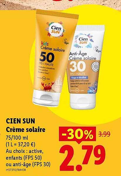 CIEN SUN Crème solaire