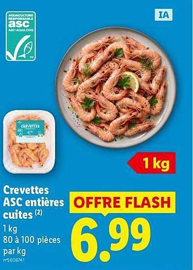 Crevettes ASC entières cuites
