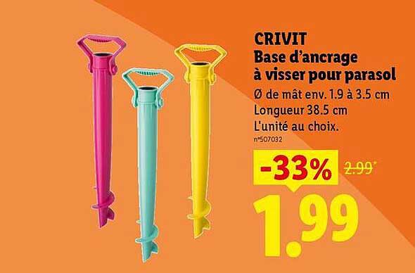 CRIVIT Base d'ancrage à visser pour parasol