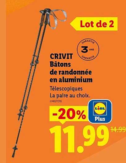 CRIVIT Bâtons de randonnée en aluminium