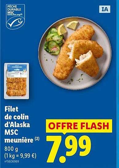 Filet de colin d'Alaska MSC meunière