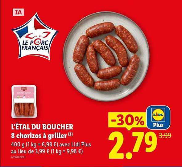 L'ÉTAL DU BOUCHER 8 chorizos à griller