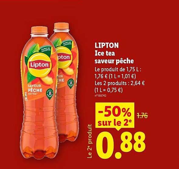 LIPTON Ice tea saveur pêche