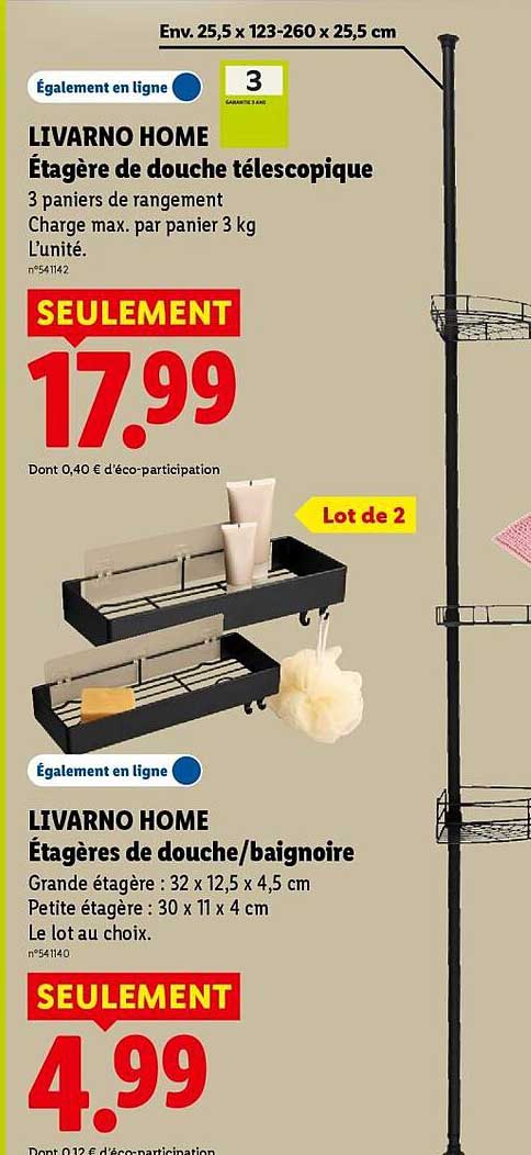 LIVARNO HOME Étagère de douche télescopique