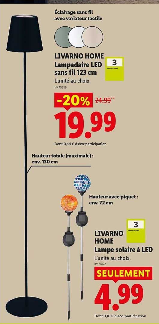 LIVARNO HOME Lampadaire LED sans fil 123 cm