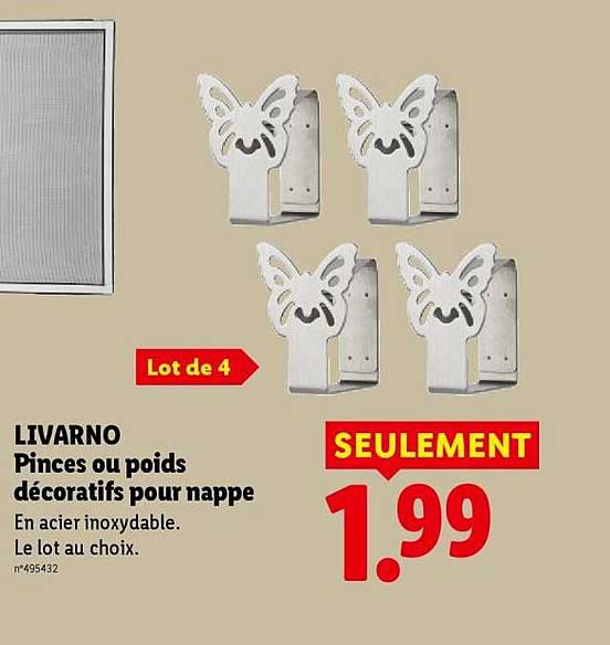 LIVARNO Pinces ou poids décoratifs pour nappe