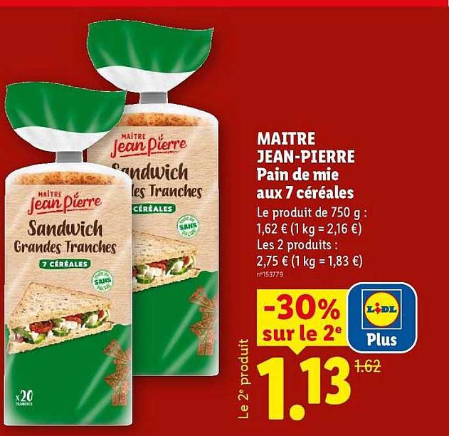 MAITRE JEAN-PIERRE Pain de mie aux 7 céréales