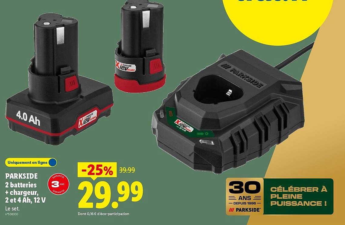 PARKSIDE 2 batteries + chargeur