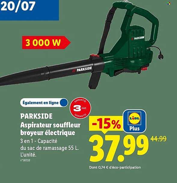 PARKSIDE Aspirateur souffleur broyer électrique