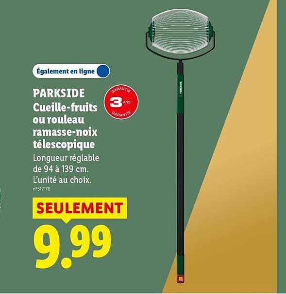 PARKSIDE Cuilleres-fruits ou rouleau ramasse-noix telescopique