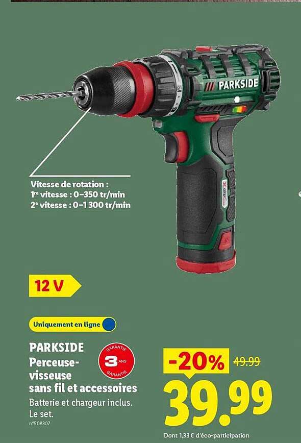 PARKSIDE Perceuse-visseuse sans fil accessoires