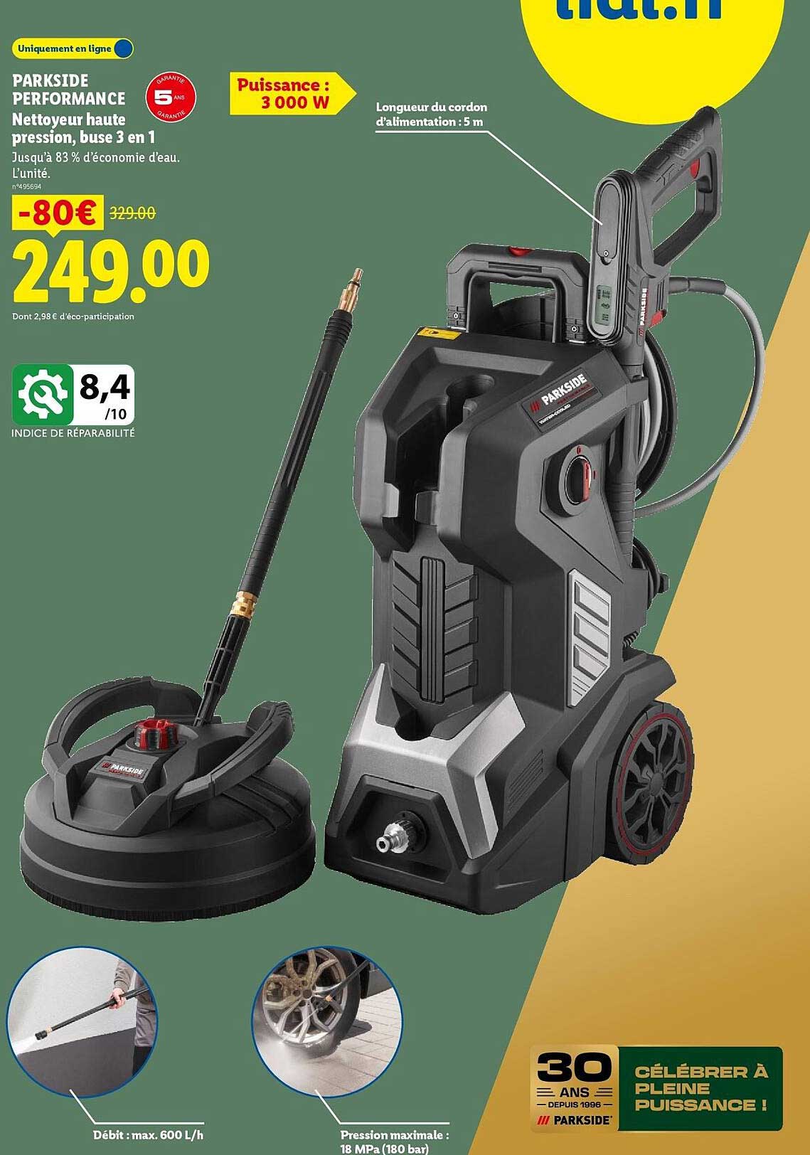 PARKSIDE PERFORMANCE Nettoyeur haute pression, buse 3 en 1