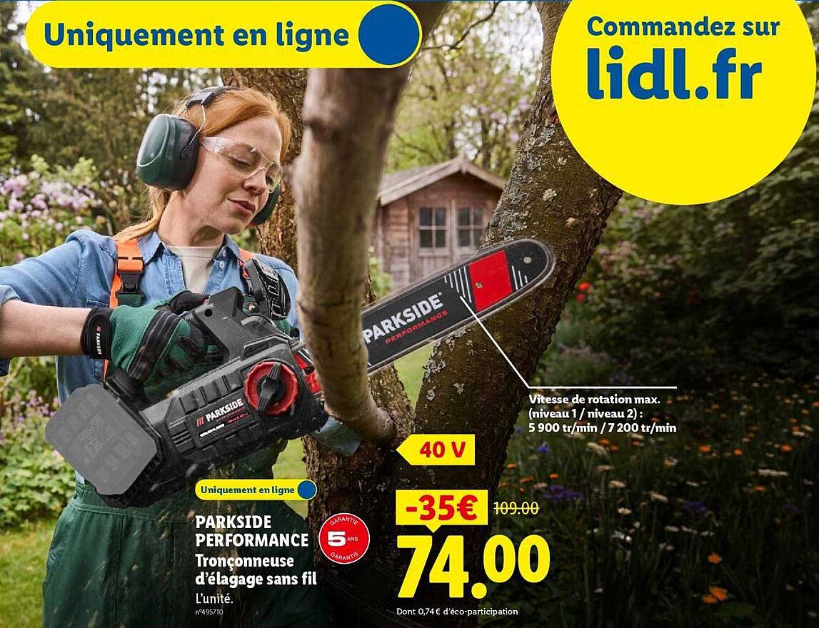 PARKSIDE PERFORMANCE Tronçonneuse d'élagage sans fil