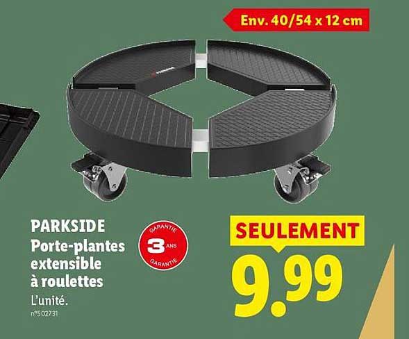 PARKSIDE Porte-plantes extensible à roulettes