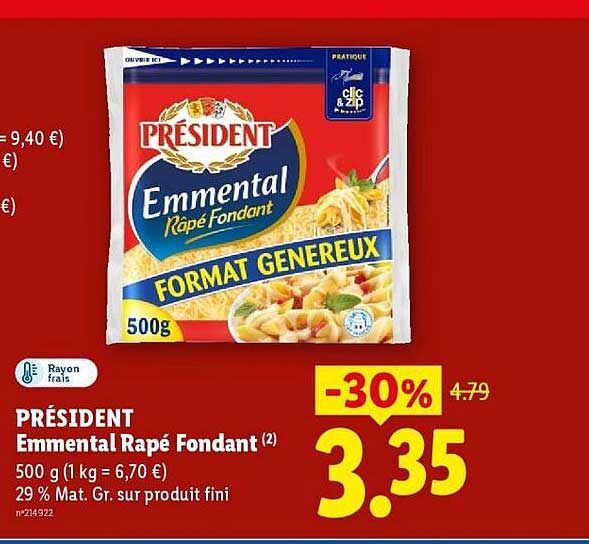 PRÉSIDENT Emmental Râpé Fondant