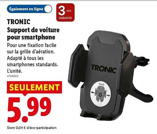 TRONIC Support de voiture pour smartphone