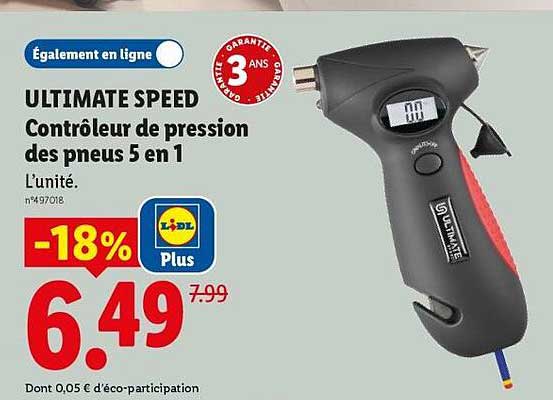 ULTIMATE SPEED Contrôleur de pression des pneus 5 en 1