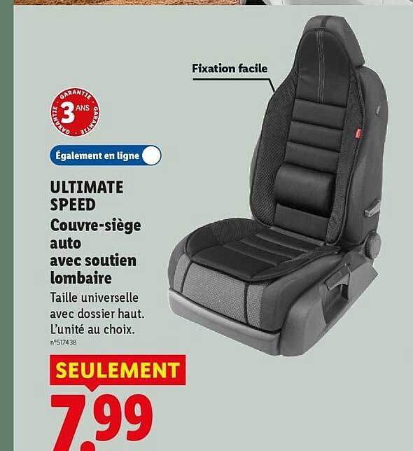 ULTIMATE SPEED Couvre-siège auto avec soutien lombaire