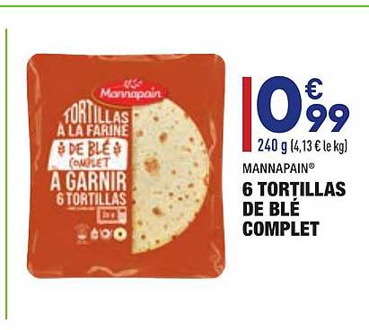 6 Tortillas De Blé Complet Mannapain
