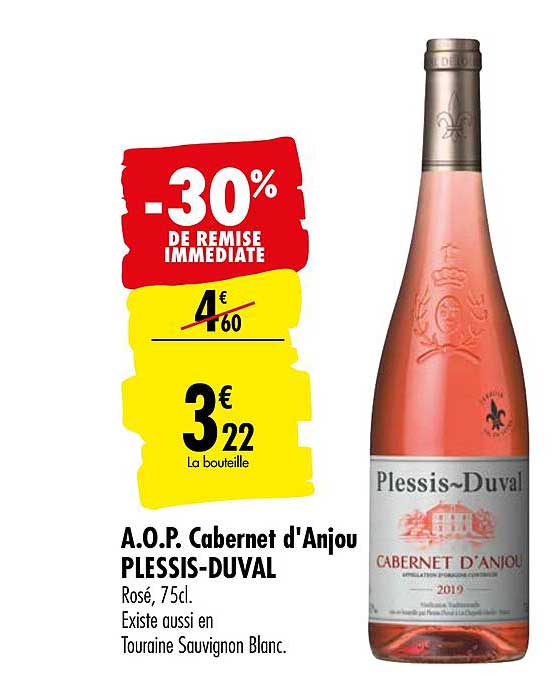 a.o.p. cabernet d'anjou plessis duval -30% de remise immédiate