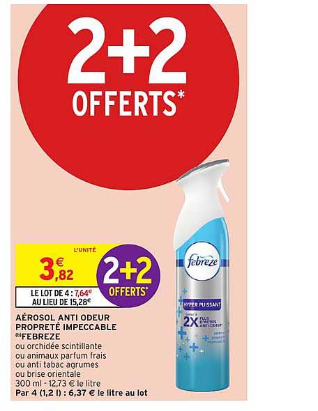 aérosol anti odeur propreté impeccable febreze 2+2 offerts