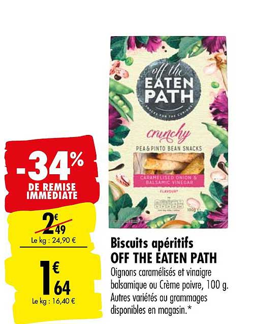 biscuits apéritifs off the eaten path crunchy -34% de remise immédiate