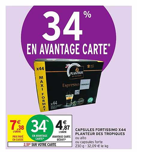 capsules fortissimo x44 planteur des tropiques espresso