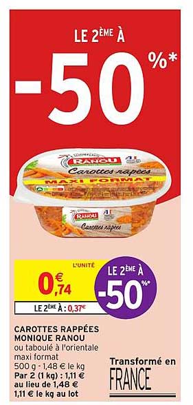 carottes rappées monique ranou le 2e à -50%
