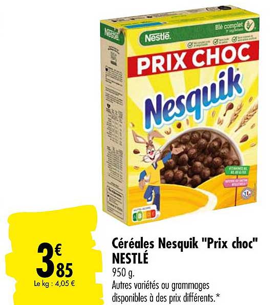 céréales nesquik prix choc nestlé